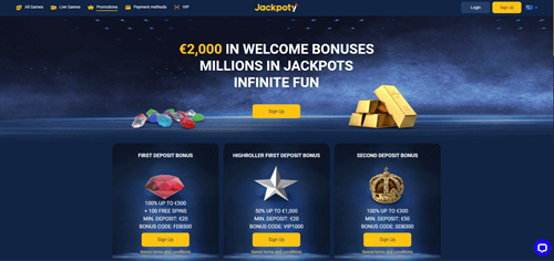 Jackpoty casino welcome bonus and promotions